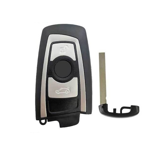 KeylessFactory: 2009-2014 BMW 3 5 7 Series / 3-Button Smart Key Shell / Silver Trim
